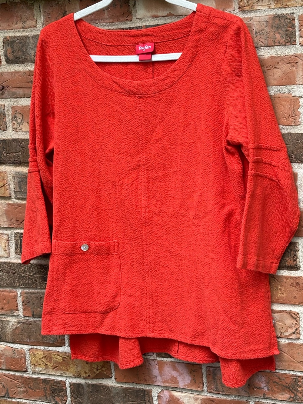 Toofan 100% Cotton Tunic Woven Textured Finish And Mother Of Pearl Accents Sz Sm